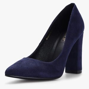 Suede block heel pumps